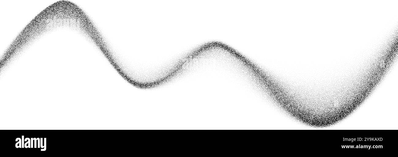 Texture d'onde de grain de gradient. Fond noir de flux sablonneux stipple. Toile de fond de sable ondulé pointillé avec des taches, des particules, des granules. Fond d'écran grunge Notwork pour bannière, affiche, superposition. Vecteur Illustration de Vecteur