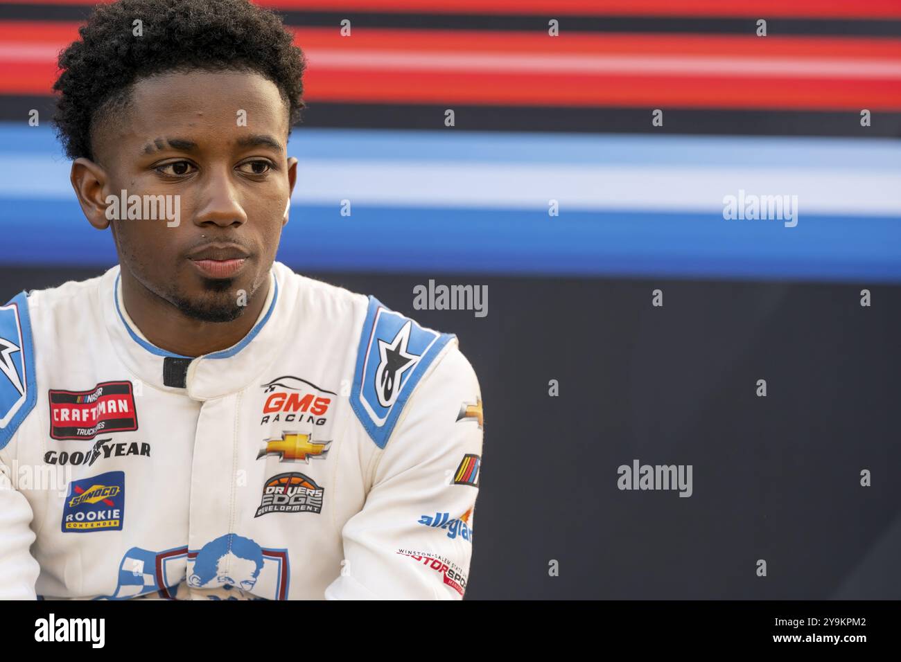 Rajah Caruth, pilote de la série de camions NASCAR Craftsman, prend la piste pour le Rackley Roofing 200 à la Superspeedway de Nashville au Liban TN Banque D'Images