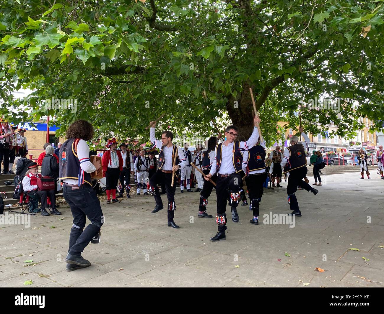 Blackheath morris hommes de Londres, se produisant à Leicester, Royaume-Uni Banque D'Images