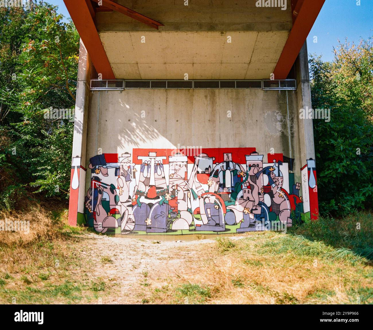 Grafitti sous le pont Jedleseer, Vienne, Autriche. Banque D'Images