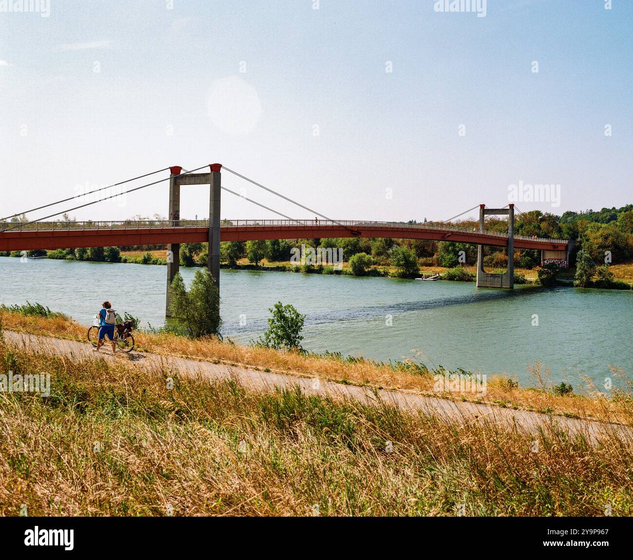 Pont Jedleseer, sur le Nouveau Danube, Vienne, Autriche. Banque D'Images