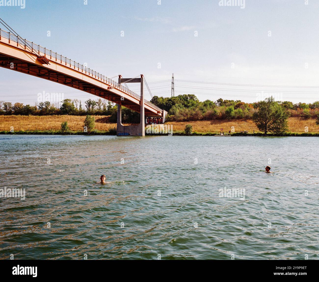 Baignade dans le Nouveau Danube, Neue Donau, Vienne, Autriche, Europe. Banque D'Images