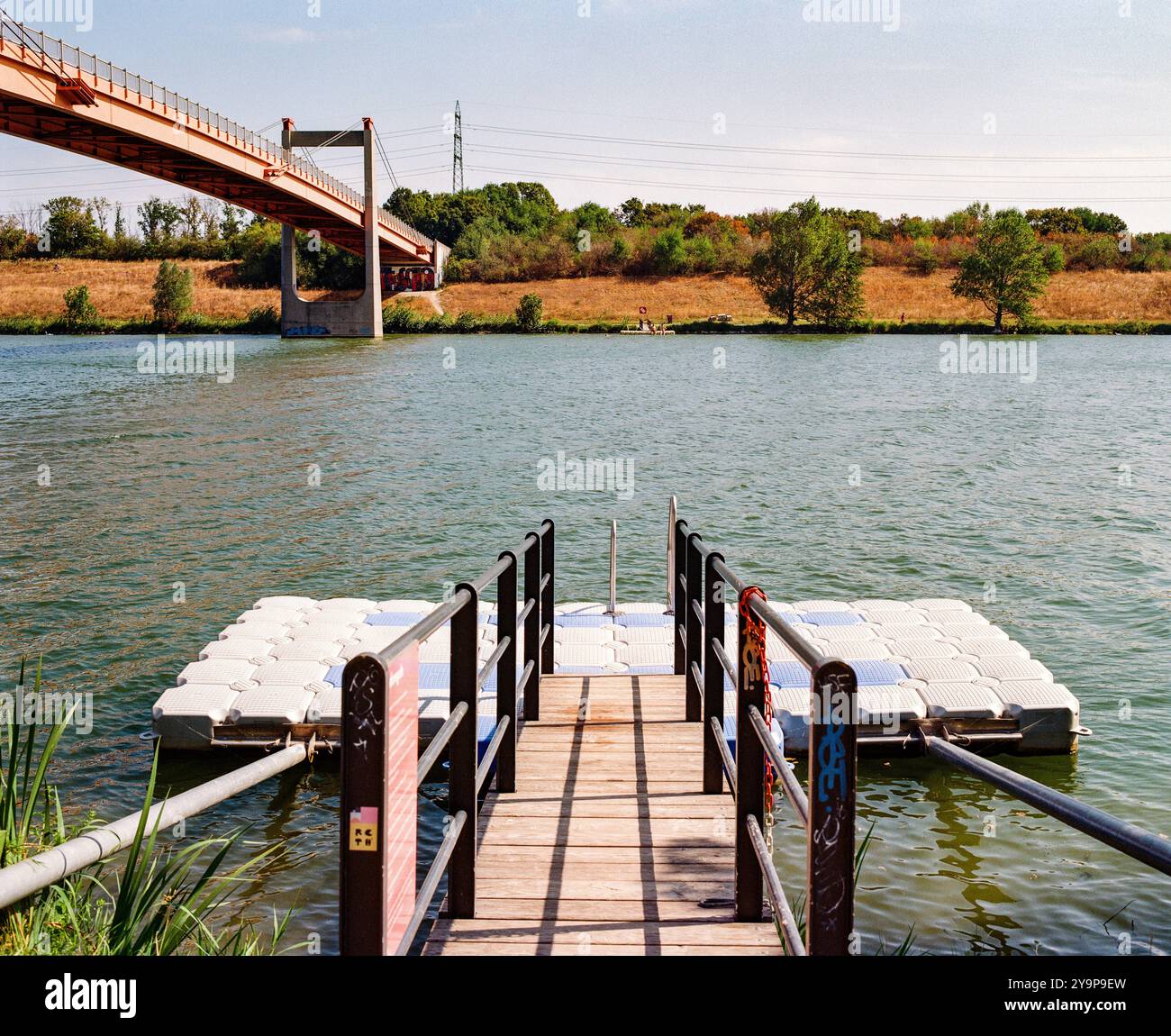 Baignade dans le Nouveau Danube, Neue Donau, Vienne, Autriche, Europe. Banque D'Images
