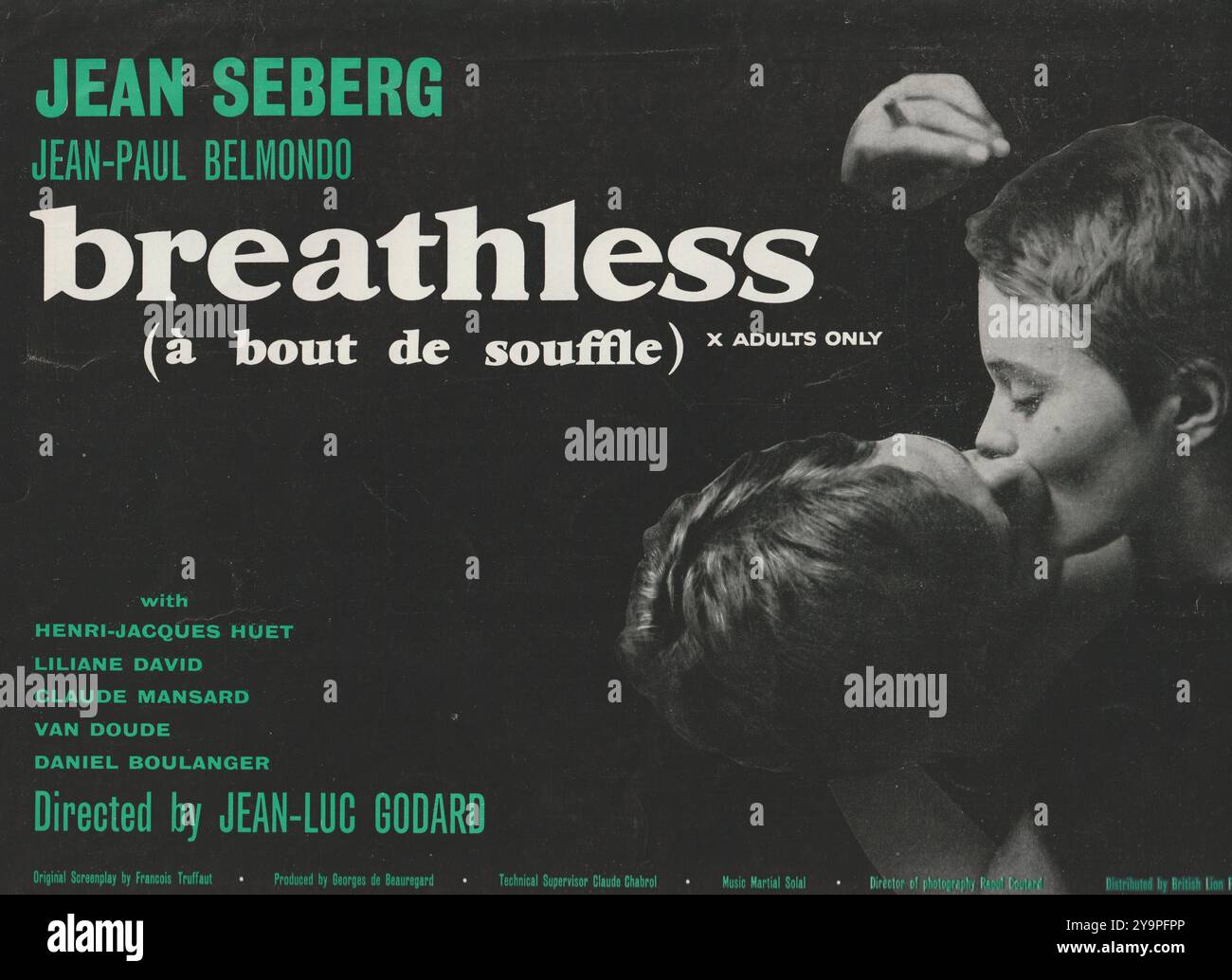 Breathless A bout de souffle Jean Paul Belmondo, Jean Seberg 1960 British Pressbook Banque D'Images