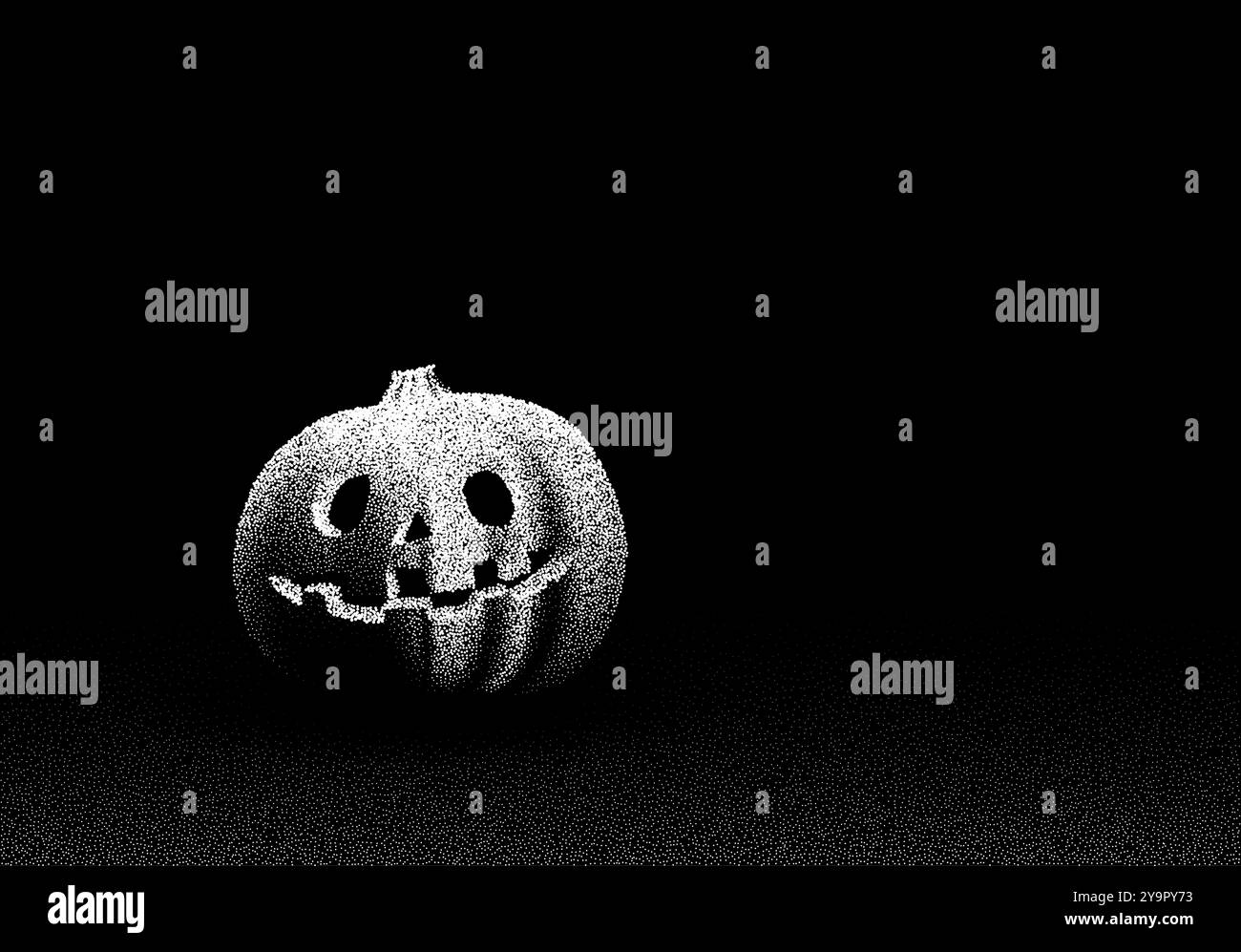 Citrouille d'Halloween dans le noir, style rétro. Mystérieuse Halloween Jack dans un style vintage. Illustration de Vecteur