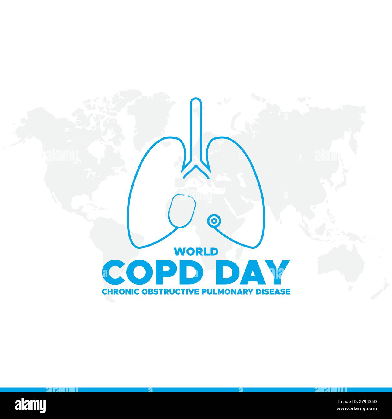 Journée mondiale de la bronchopneumopathie chronique obstructive ou Journée mondiale de la BPCO, carte de voeux, graphique vectoriel, modèle de bannière. Illustration de Vecteur