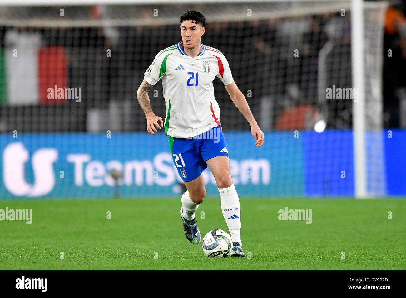 Alessandro Bastoni, Italien, lors du match de football de l'UEFA Nations League opposant l'Italie et la Belgique au stade Olimpico à Rome (Italie), le 10 octobre 2024. Banque D'Images