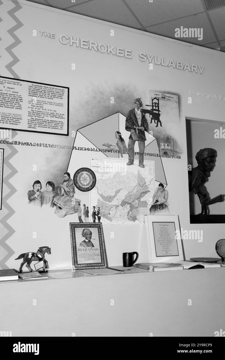 Exposition de la nation Cherokee au Museum of the Alphabet à Waxhaw, NC, États-Unis présentant la riche histoire des fabricants d'alphabets. Banque D'Images