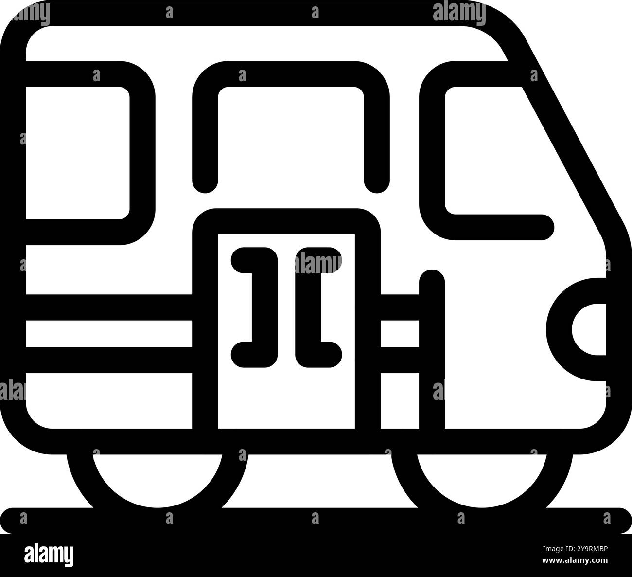 Simple icône d'art de ligne audacieuse d'un train électrique moderne arrivant à une plate-forme de gare Illustration de Vecteur