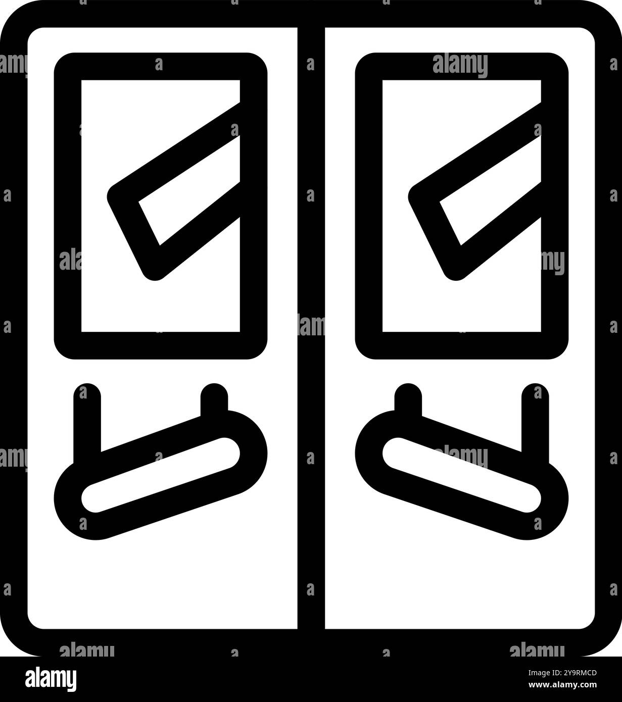 Vecteur simple, parfait pour les applications et les sites Web, représentant des sièges passagers de train avec une table pliée et une fenêtre Illustration de Vecteur