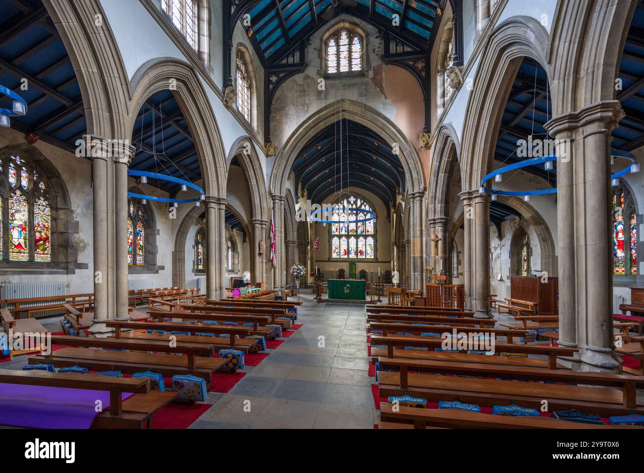 L'intérieur de l'église St Thomas l'apôtre à Heptonstall, Calderdale. Banque D'Images