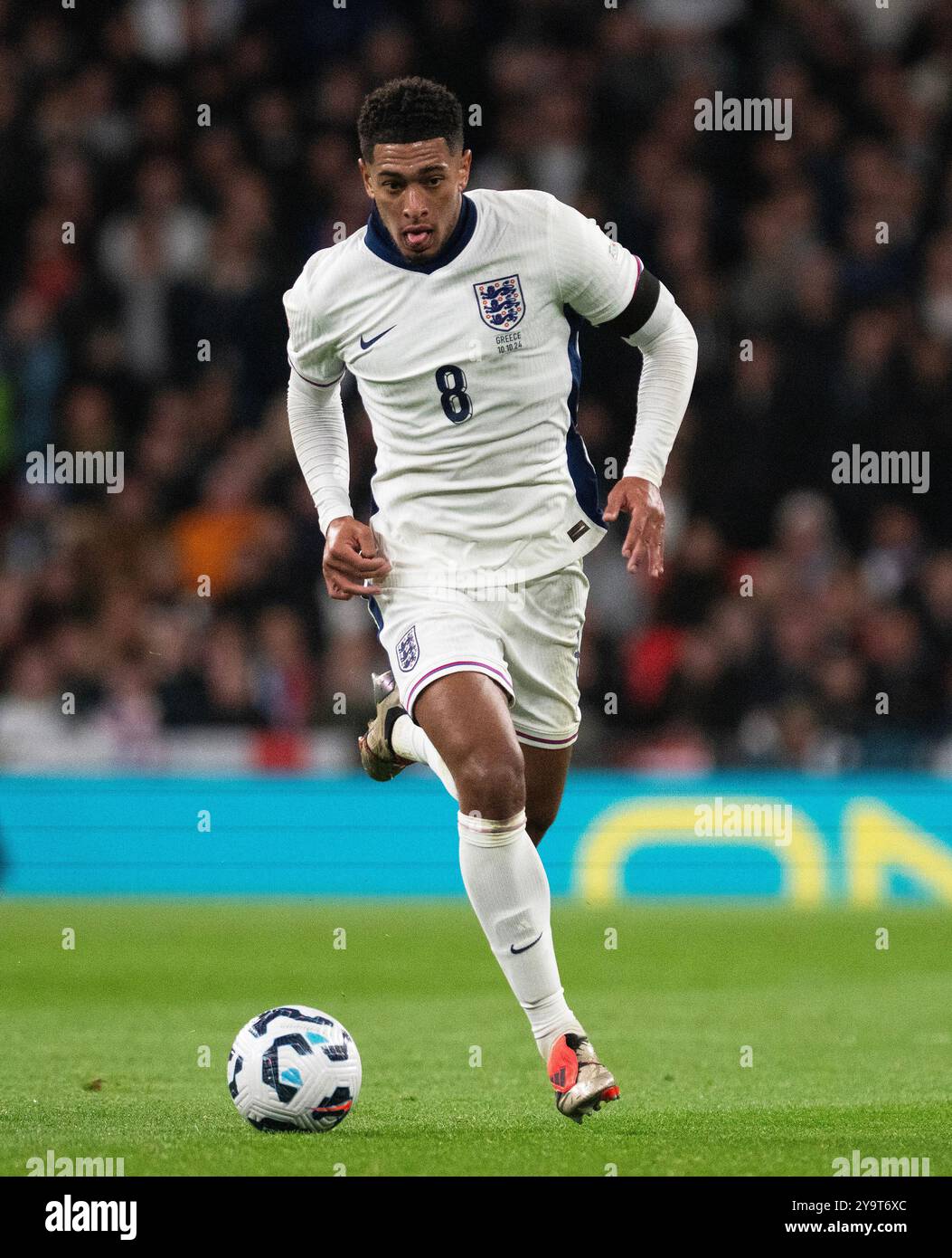 Londres, Royaume-Uni. 10 octobre 2024. Jude Bellingham d'Angleterre en action. Angleterre v Grèce, match du groupe F de l'UEFA Nations League au stade de Wembley à Londres le jeudi 10 octobre 2024. Usage éditorial exclusif. photo par Sandra Mailer/Andrew Orchard photographie sportive/Alamy Live News crédit : Andrew Orchard photographie sportive/Alamy Live News Banque D'Images