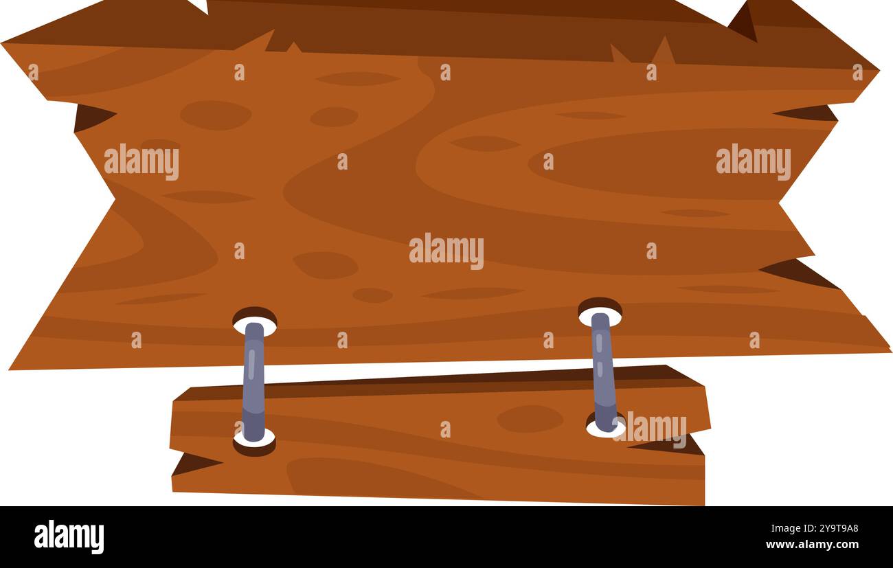 Panneau en bois avec des clous, présentant un design rustique adapté aux environnements extérieurs ou à des fins directionnelles Illustration de Vecteur