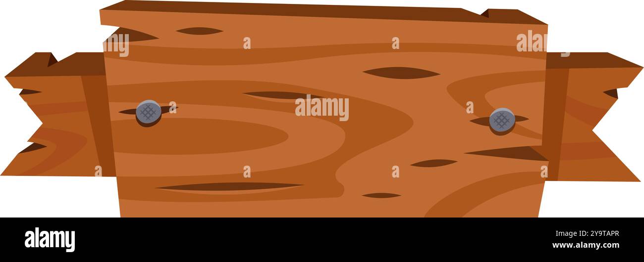 Un panneau en bois avec une finition rugueuse et des clous visibles, adapté aux environnements extérieurs ou aux endroits rustiques Illustration de Vecteur