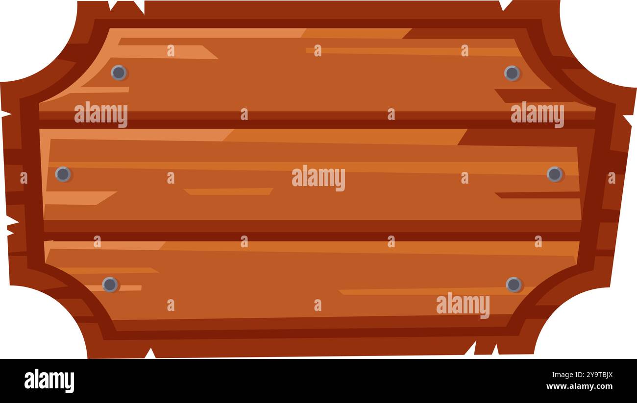 Une enseigne en bois rustique avec une finition lisse, montée sur un mur robuste, parfaite pour afficher des informations ou des directions Illustration de Vecteur
