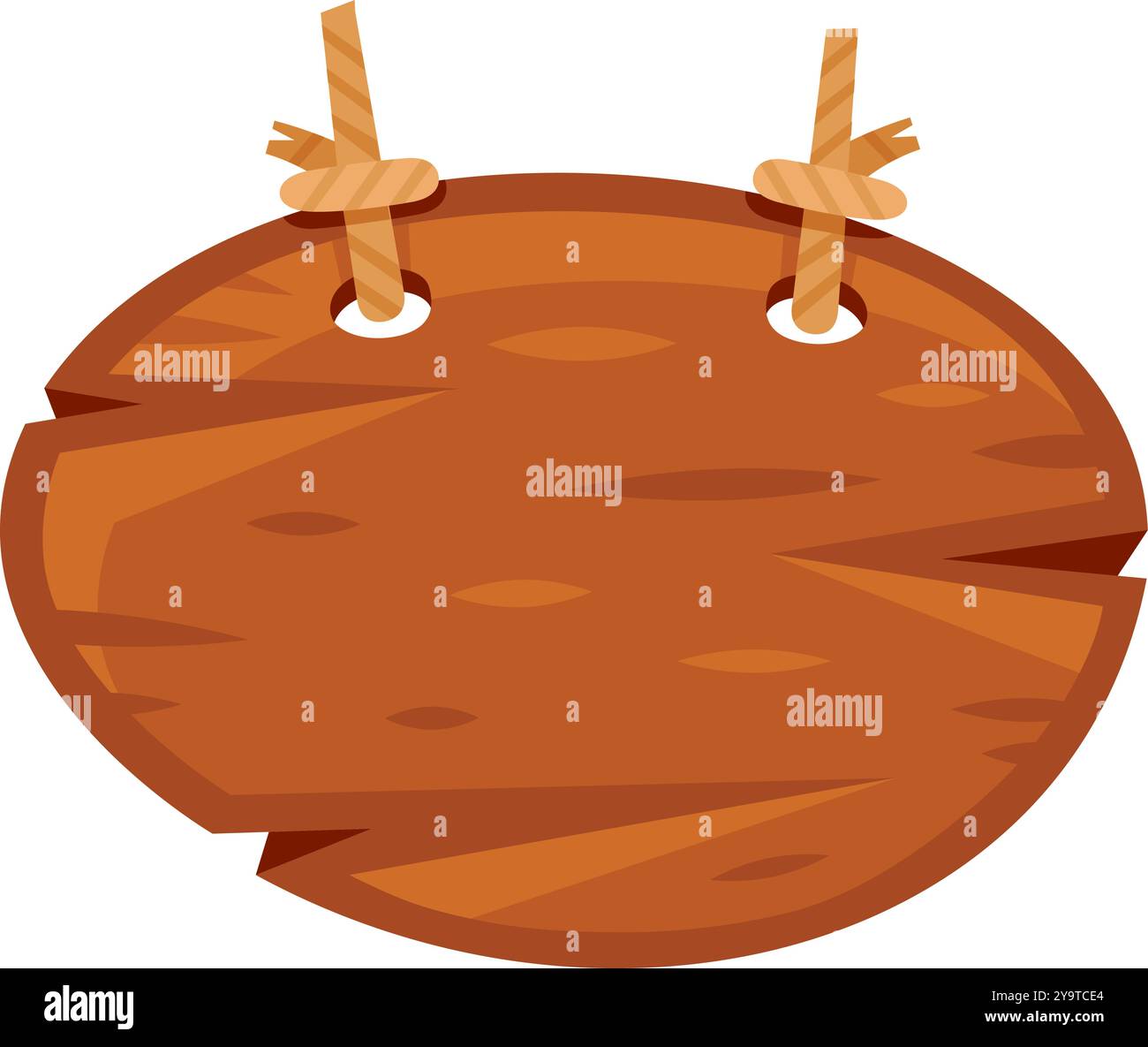 Panneau en bois suspendu par des cordes, parfait pour la décoration dans des cadres rustiques ou des projets d'artisanat Illustration de Vecteur