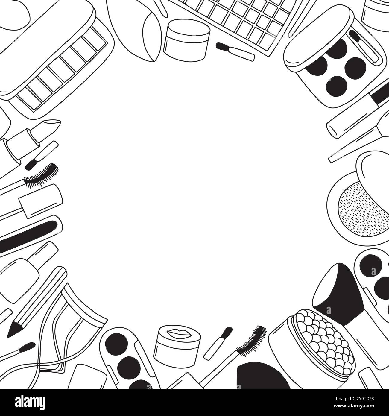 Maquillez le cadre de doodle sur fond blanc Illustration de Vecteur