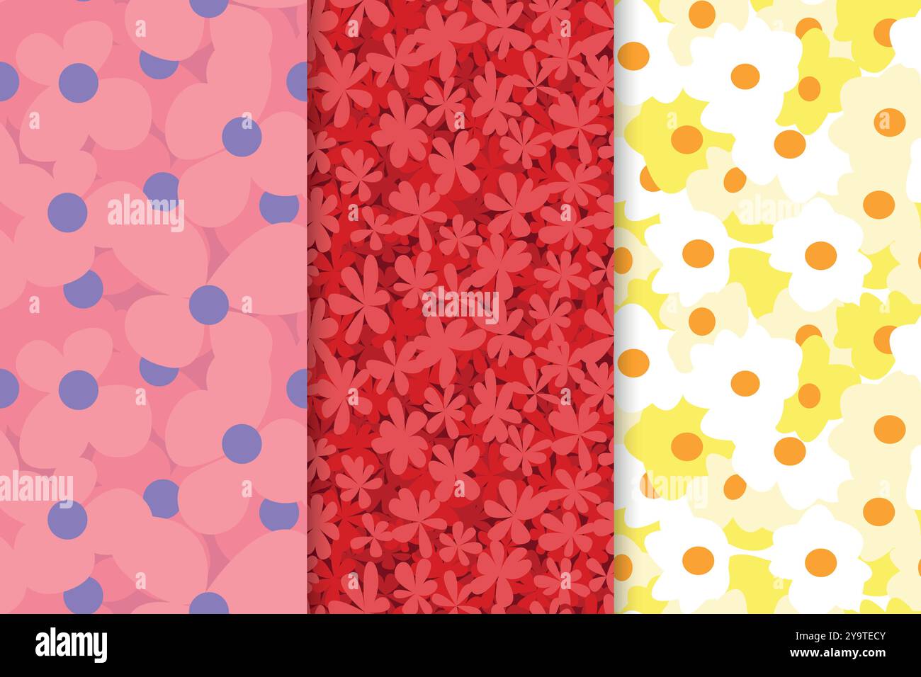 Ensemble de motifs floraux sans couture Illustration de Vecteur