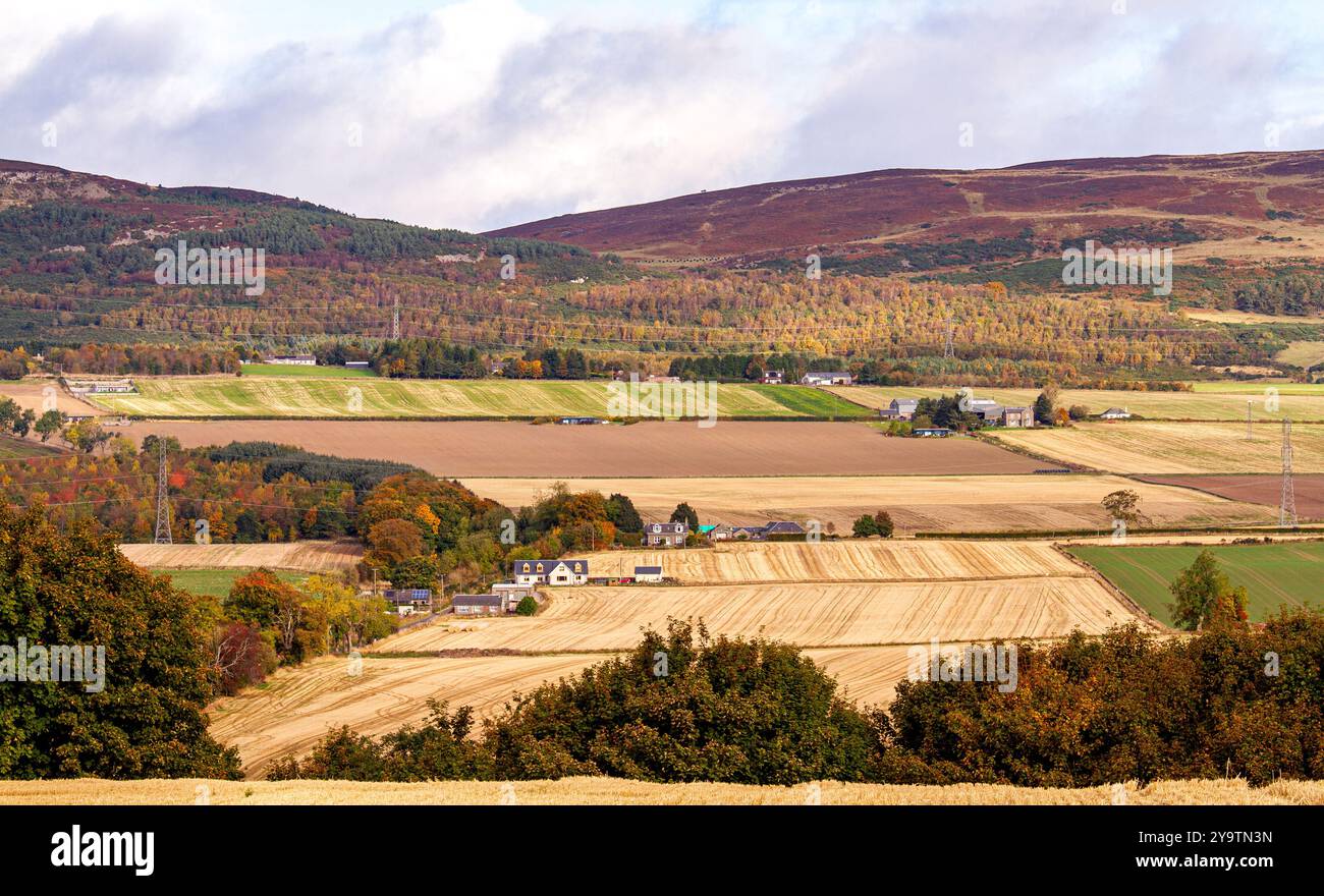 Le soleil d'automne crée de magnifiques paysages de la campagne environnante de Dundee, y compris la vallée de Strathmore et les collines de Sidlaw en Écosse Banque D'Images