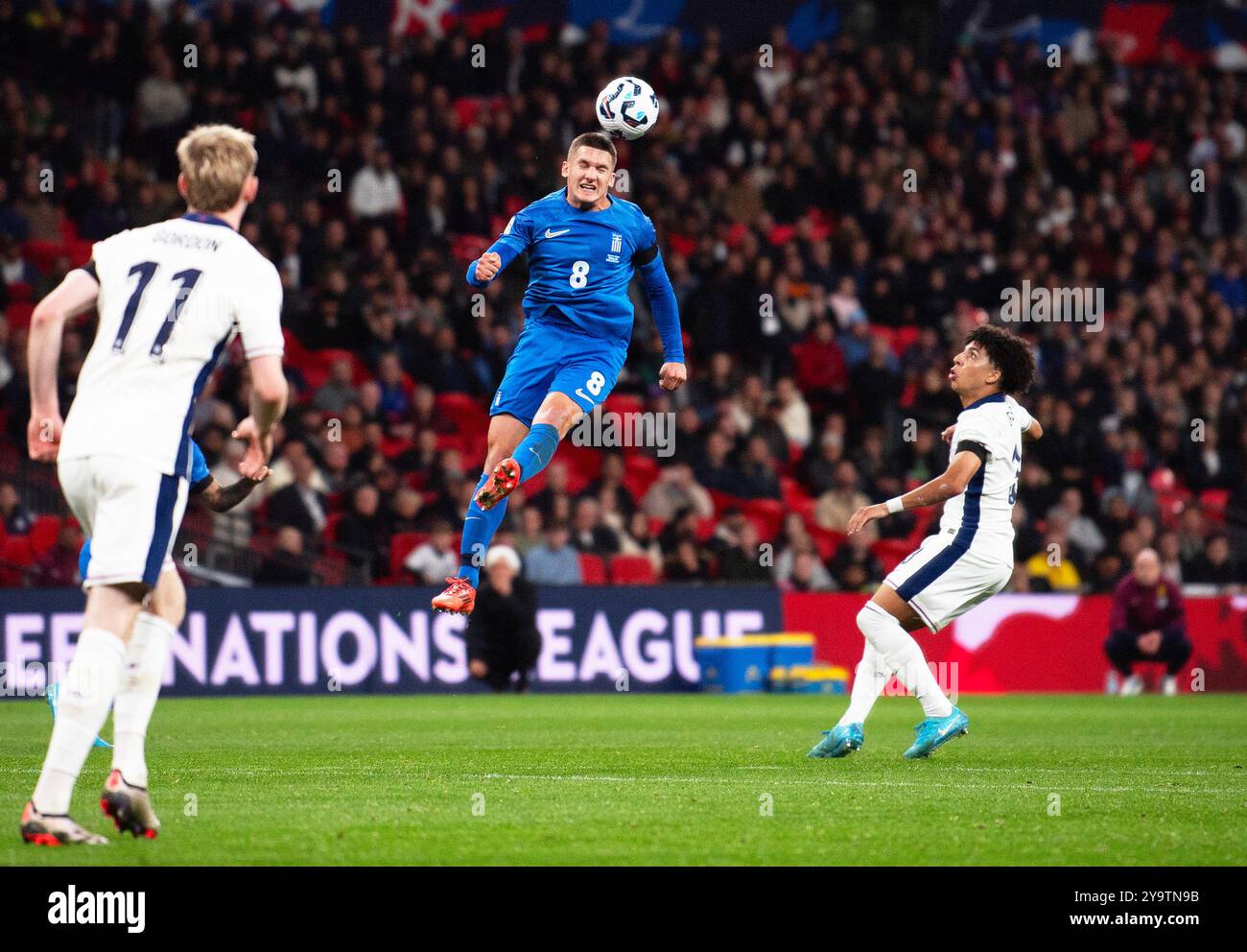 Londres, Royaume-Uni. 10 octobre 2024. Christos Tzolis de Grèce en action. Angleterre v Grèce, match du groupe F de l'UEFA Nations League au stade de Wembley à Londres le jeudi 10 octobre 2024. Usage éditorial exclusif. photo par Sandra Mailer/Andrew Orchard photographie sportive/Alamy Live News crédit : Andrew Orchard photographie sportive/Alamy Live News Banque D'Images