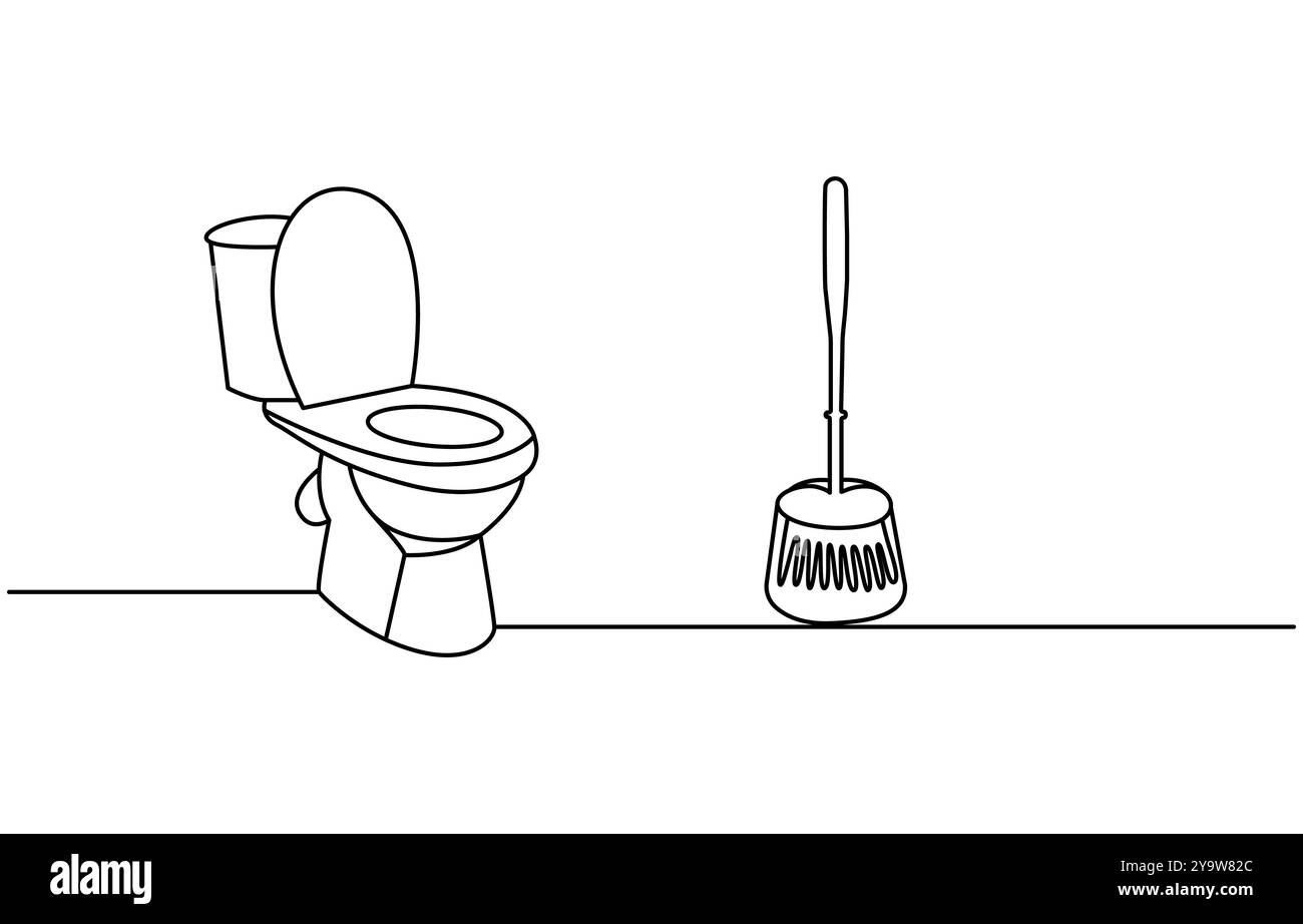 Fond de vecteur d'icône Bowl d'une ligne. icône toilettes. Contour continu d'une icône de toilette, toilette dans le style de dessin d'art de ligne continue Illustration de Vecteur