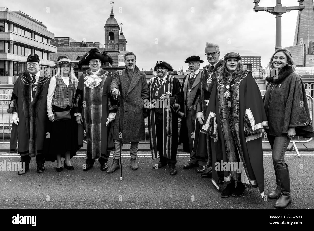 Le maire de Londres pose pour des photos avec l'acteur hollywoodien Damian Lewis avant la foire annuelle Sheep Drive & Livery, Londres, Royaume-Uni. Banque D'Images