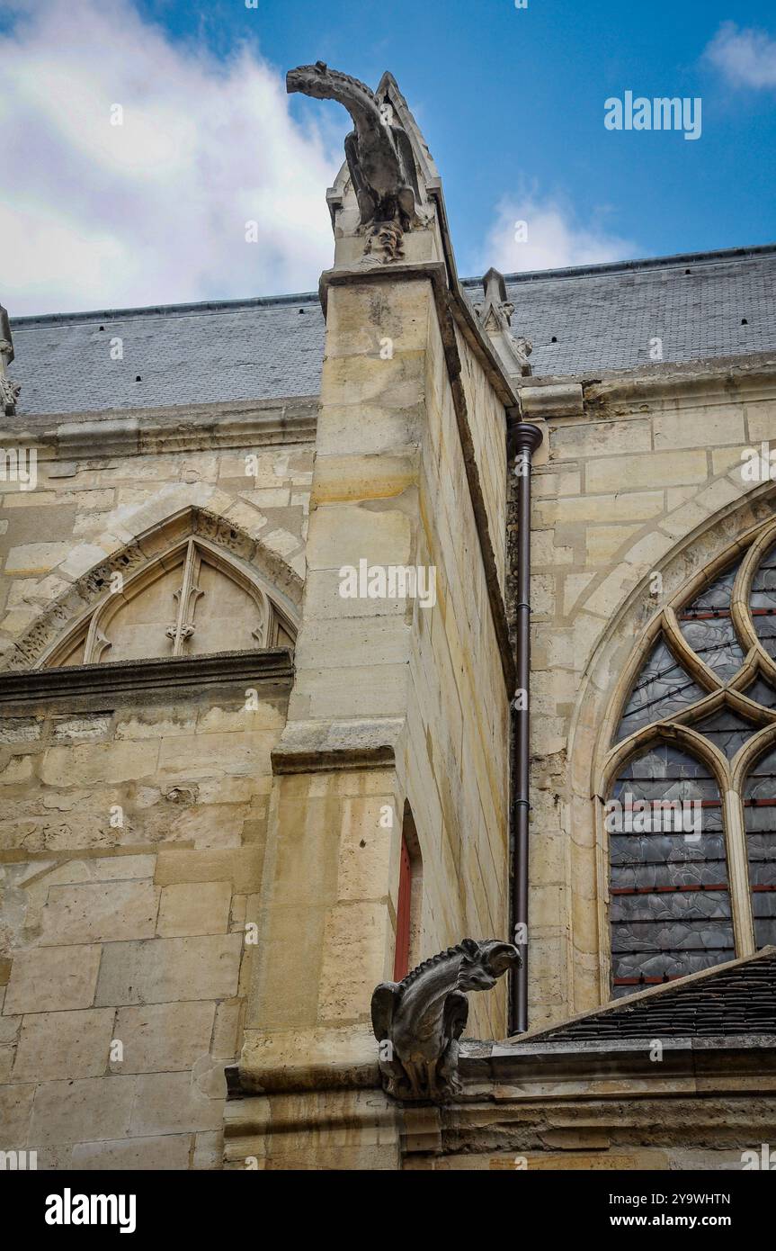 Gargouille Ghotic, Saint-Étienne-du-Mont, église catholique à Paris, sur la montagne Sainte-Geneviève, près du célèbre monument du Panthéon Banque D'Images