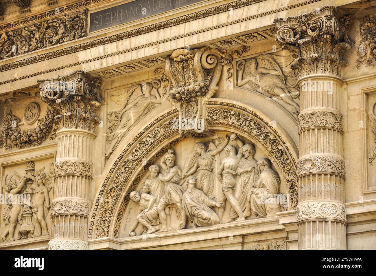 La lapidation de Saint Étienne, Saint-Étienne-du-Mont, église catholique à Paris, près du célèbre Monument du Panthéon Banque D'Images