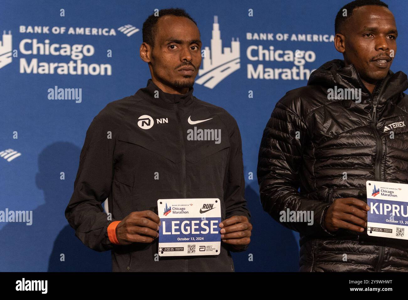 Chicago, États-Unis. 11 octobre 2024. Chicago, USA, 11 octobre 2024 : Birhanu Legese, Ethiopie est vu lors de la conférence de presse du marathon de Chicago le vendredi 11 octobre 2024 au Hilton Chicago, Chicago, USA. (PAS D'USAGE COMMERCIAL) (Shaina Benhiyoun/SPP) crédit : SPP Sport Press photo. /Alamy Live News Banque D'Images