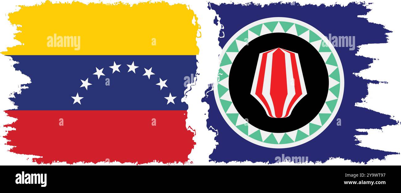 Bougainville et Venezuela grunge drapeaux connexion, vecteur Illustration de Vecteur