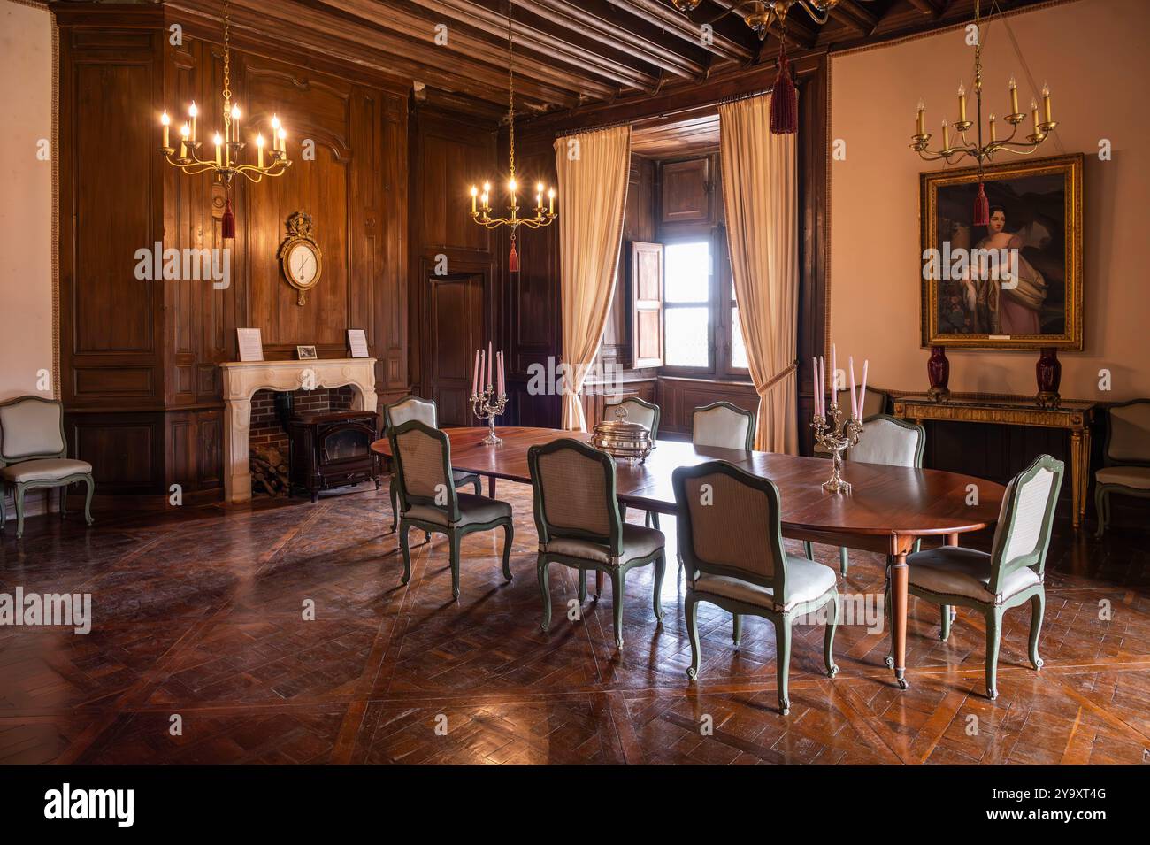 France, Charente (16), la Rochefoucauld, le château, salle à manger Banque D'Images