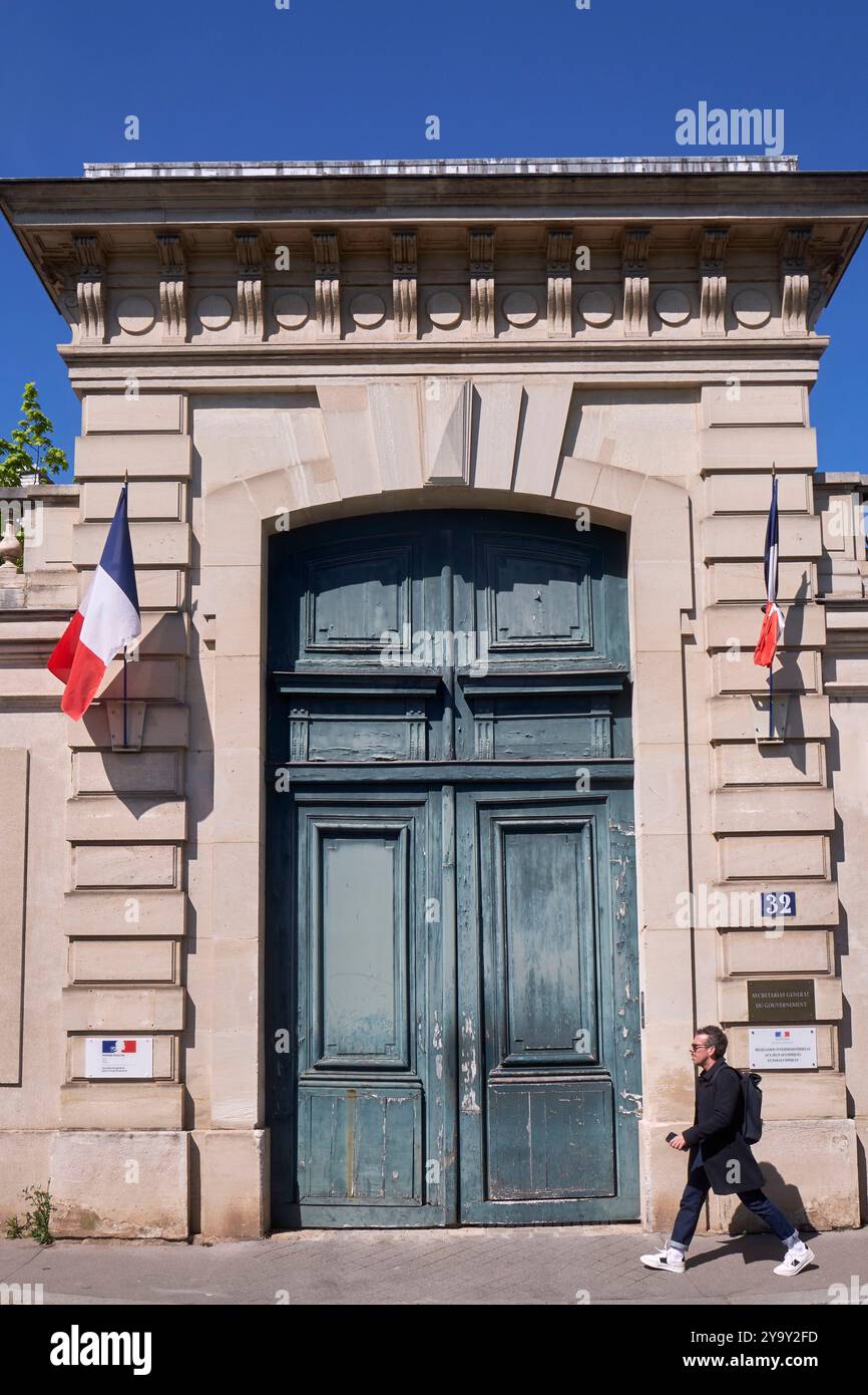 France, Paris, Hôtel de Cassini, 32 rue de Babylone, Secrétariat général du Gouvernement, délégué interministériel pour les Jeux Olympiques et Paralympiques de 2024 (DIJOP) Banque D'Images