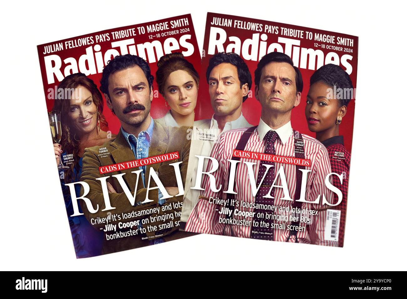 Rivals, une série Disney plus, sur Radio Times couverture. David Tennant, Aidan Turner, Alex Hassell, Nafessa Williams, Victoria Smurfit, Bella Maclean. Banque D'Images