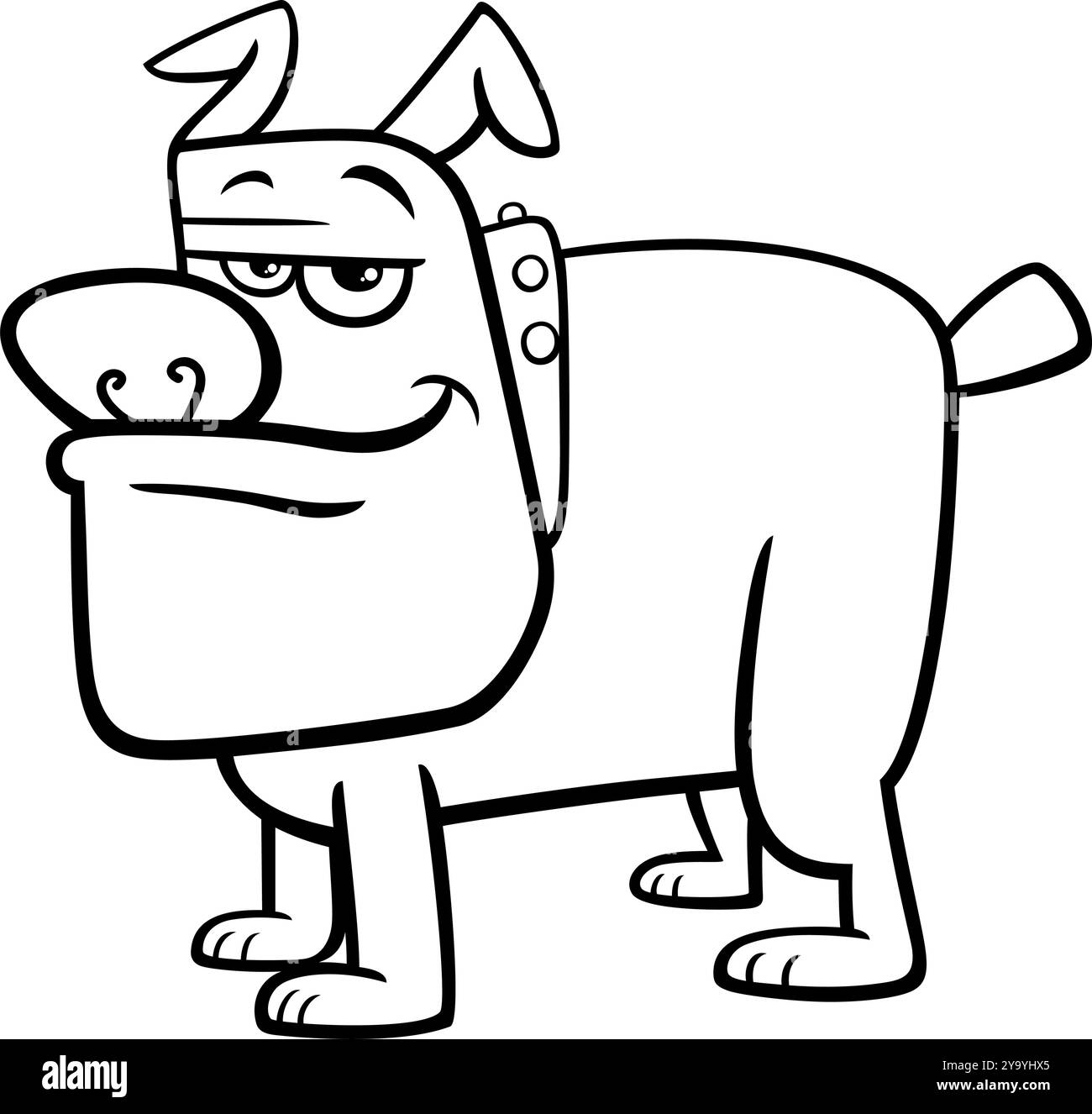 Illustration de dessin animé de la page de coloration drôle de personnage d'animal de chien Illustration de Vecteur