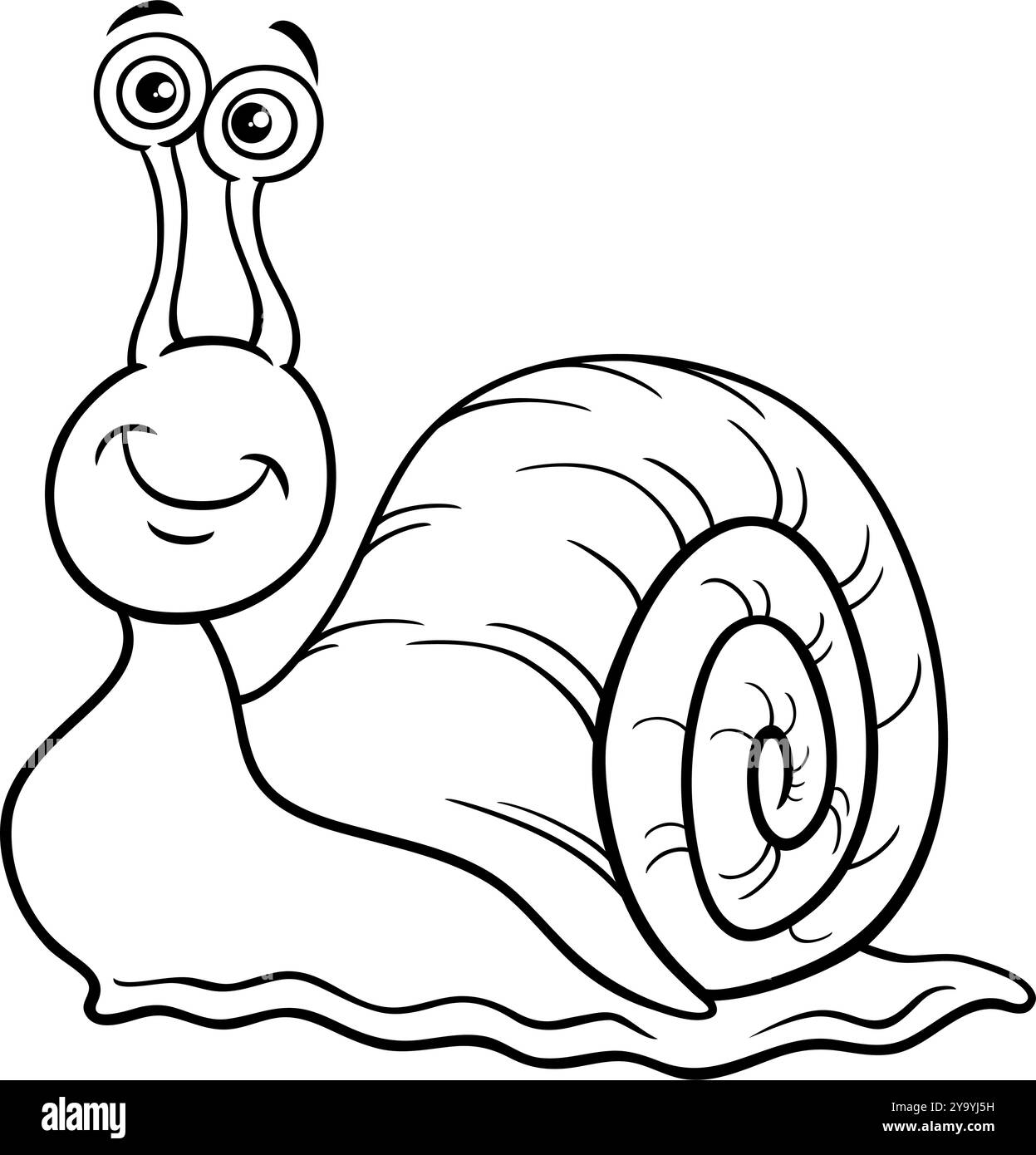 Illustration de dessin animé de la page de coloration drôle de personnage d'animal d'escargot Illustration de Vecteur