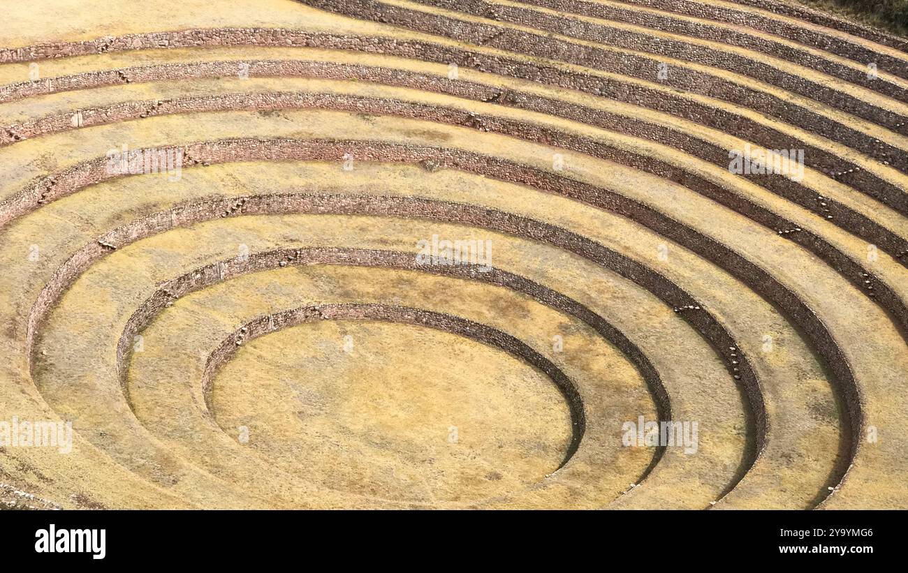 Anciennes terrasses agricoles. Moray, vallée d'Urubamba, PÉROU Banque D'Images