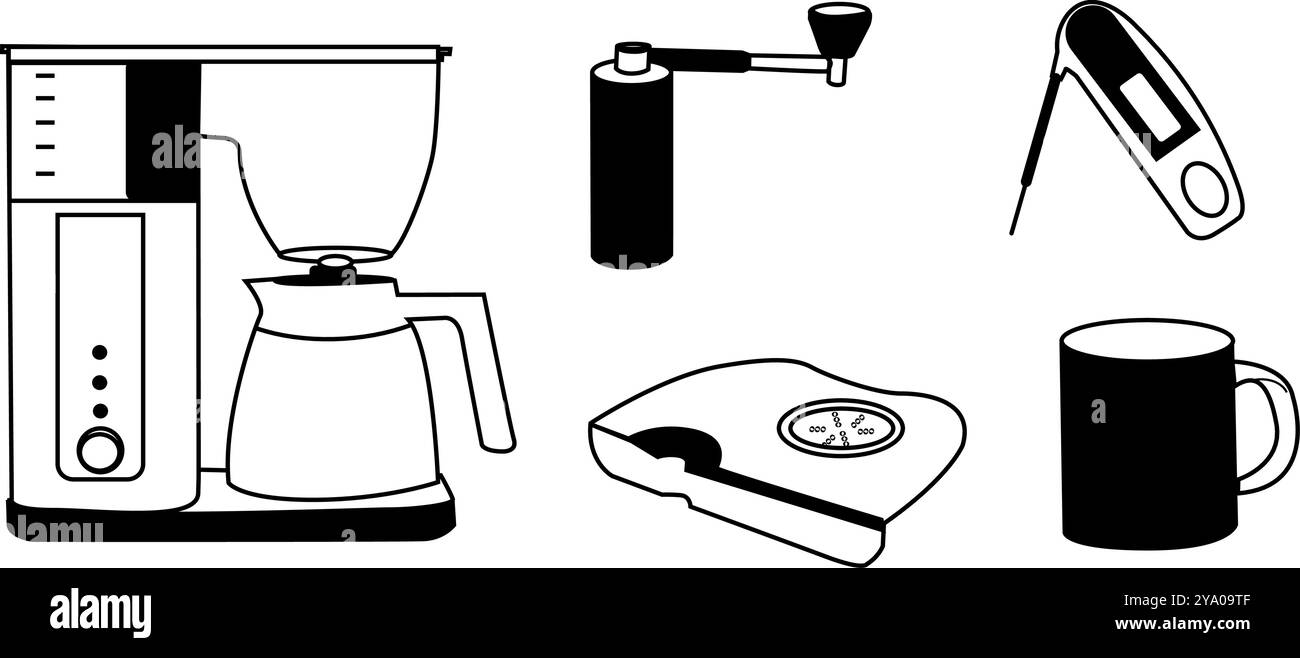 Illustration du service de café | vecteur Doodle minimaliste pour les cafés et les designs sur le thème du café | marque de café, designs liés au café ou décorations de menu Illustration de Vecteur
