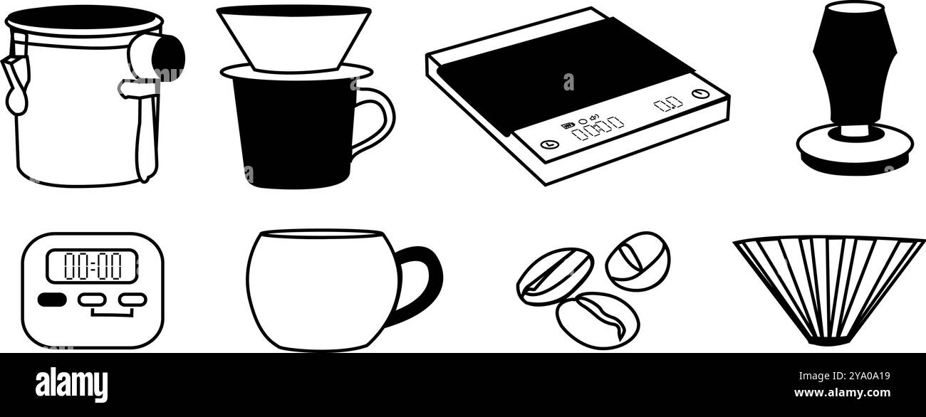 Illustration du service de café | vecteur Doodle minimaliste pour les cafés et les designs sur le thème du café | marque de café, designs liés au café ou décorations de menu Illustration de Vecteur