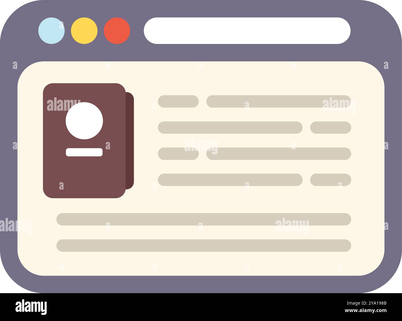 Le site Web affiche les données de profil personnelles avec le nom et la photo dans la fenêtre du navigateur Illustration de Vecteur