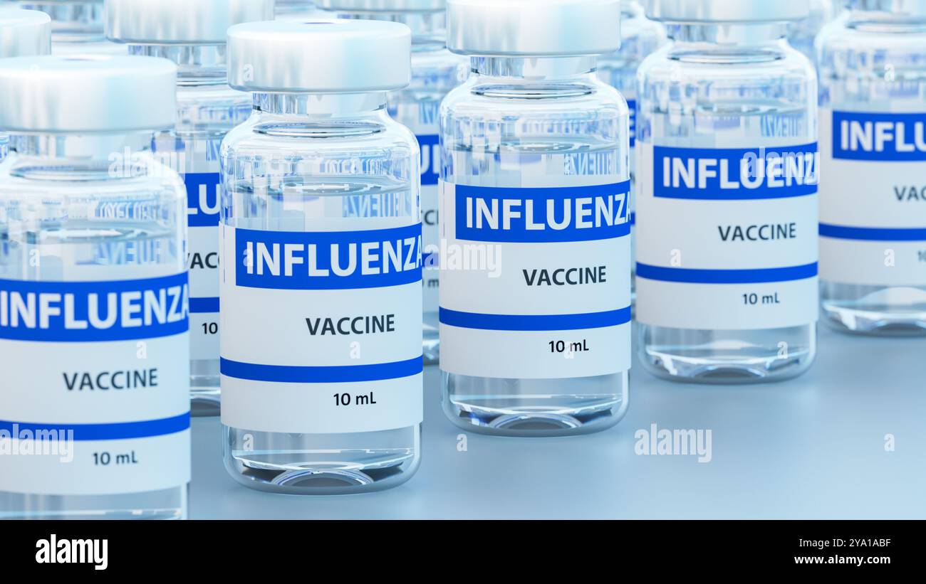 Illustration conceptuelle d'un vaccin contre la grippe. Banque D'Images