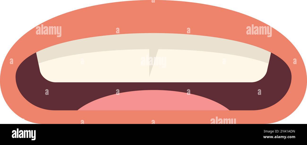 Bouche de dessin animé mordant les lèvres dans l'expression faciale inquiète ou anxieuse, illustration vectorielle emoji colorée simple Illustration de Vecteur