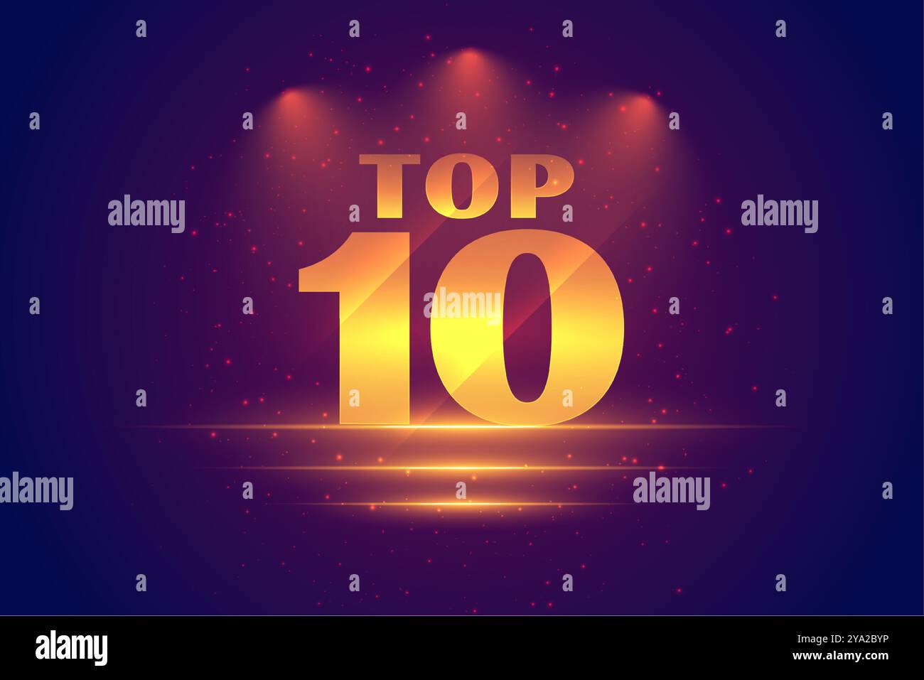 top 10 fond de classement populaire avec vecteur d'effet de lumière spot Illustration de Vecteur