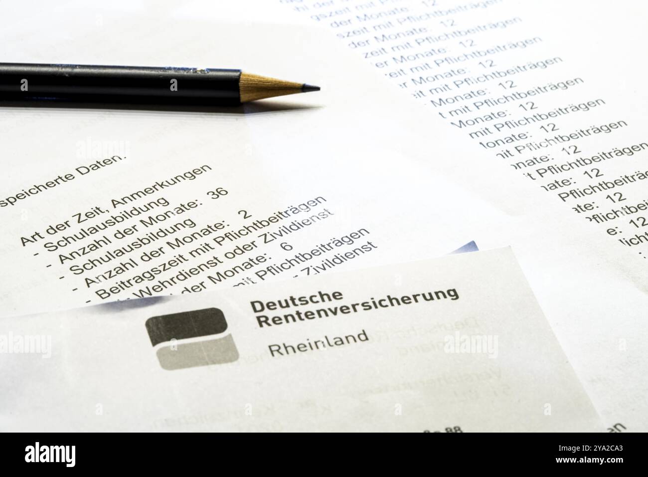 Image symbolique pension, informations sur la pension, avis d'évaluation sur les cotisations versées à l'assurance pension légale et pension attendue sur reachi Banque D'Images