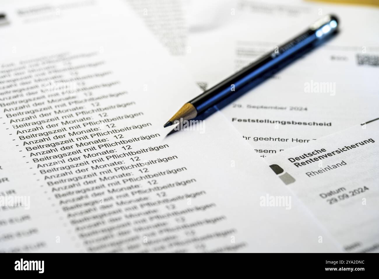 Image symbolique pension, informations sur la pension, avis d'évaluation sur les cotisations versées à l'assurance pension légale et pension attendue sur reachi Banque D'Images