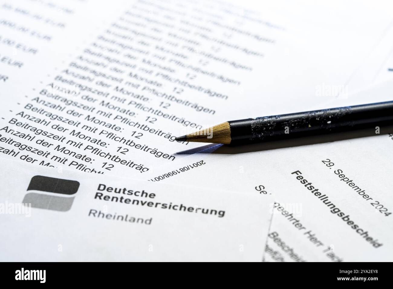 Image symbolique pension, informations sur la pension, avis d'évaluation sur les cotisations versées à l'assurance pension légale et pension attendue sur reachi Banque D'Images