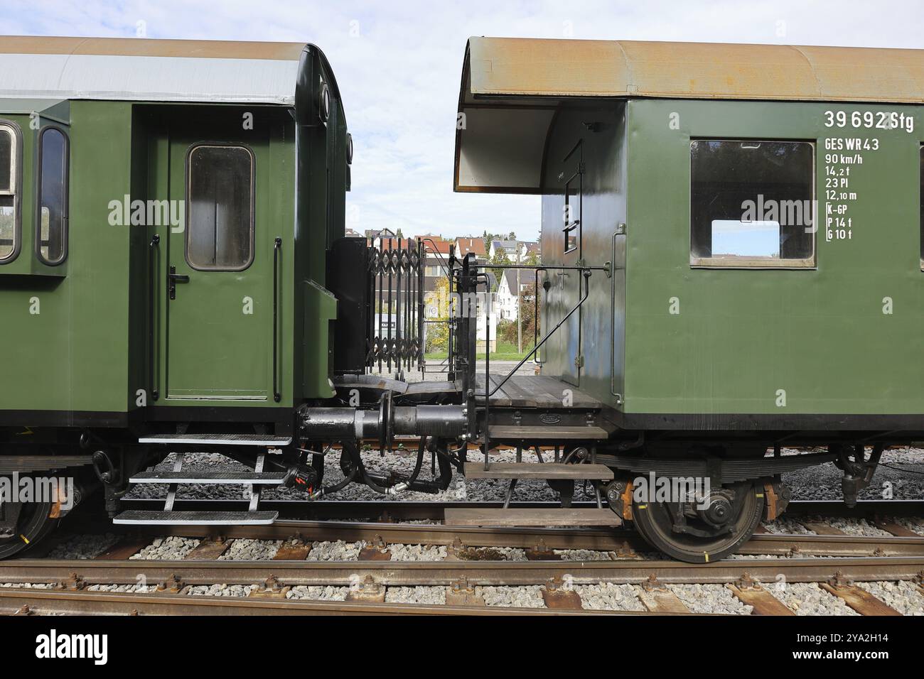 Plate-forme pour les passagers d'un ancien wagon Banque D'Images