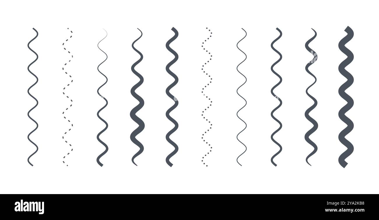 motif de contour sinueux et sinueux noir simple dans un vecteur défini Illustration de Vecteur