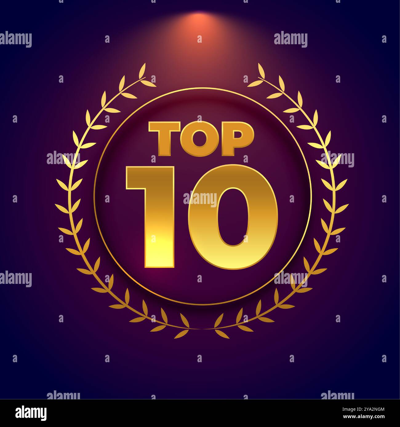 top 10 fond de couronne d'évaluation avec vecteur d'effet de lumière de spot Illustration de Vecteur