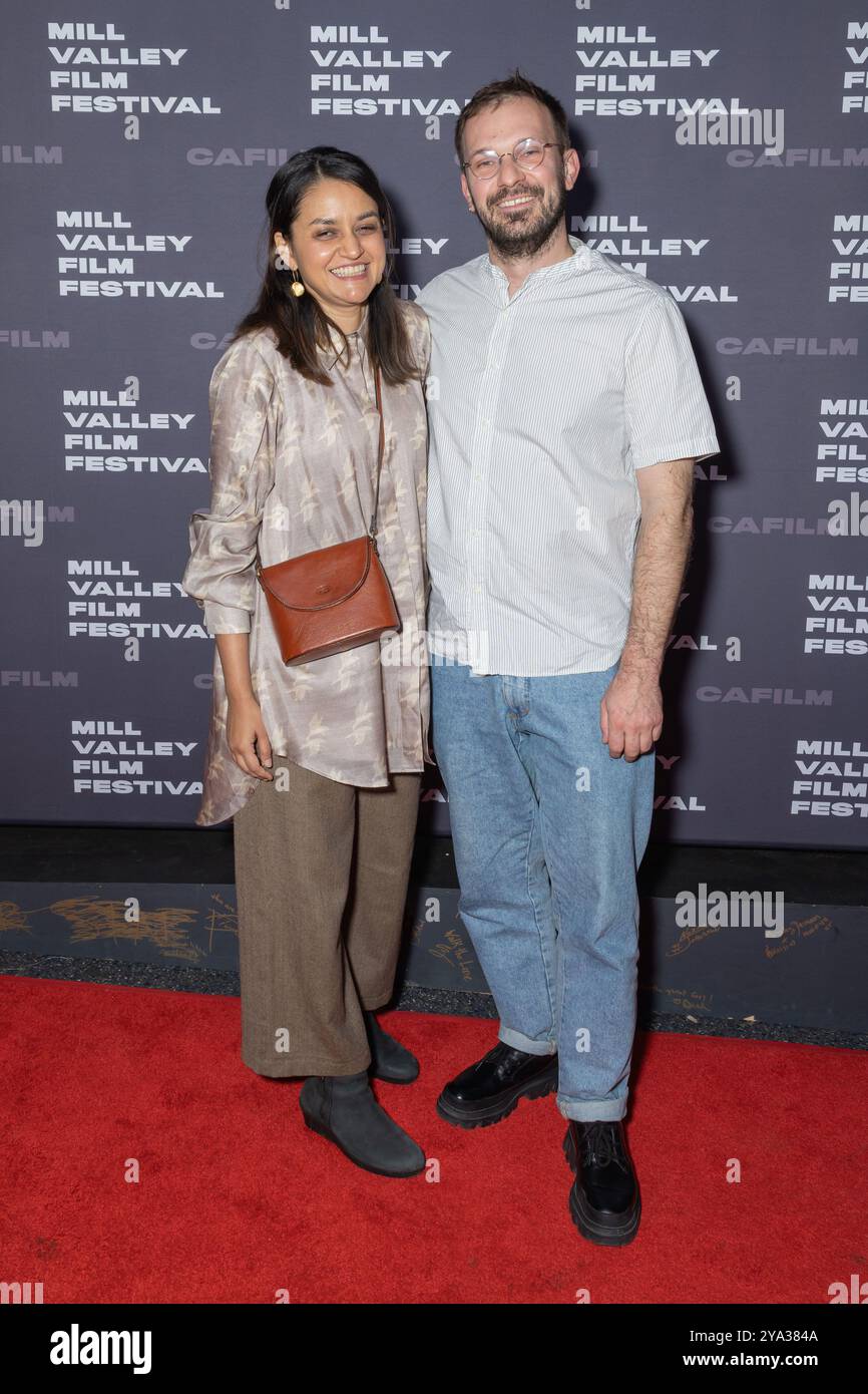 Le réalisateur Payal Kapadia et le producteur Thomas Hakim assistent à la projection de « All We Imagine as Light » lors du 47e Mill Valley film Festival au Smith Rafael film Center le 11 octobre 2024 à San Rafael, Californie. Photo : Picture Happy/imageSPACE pour MVFF/SIPA USA crédit : SIPA USA/Alamy Live News Banque D'Images