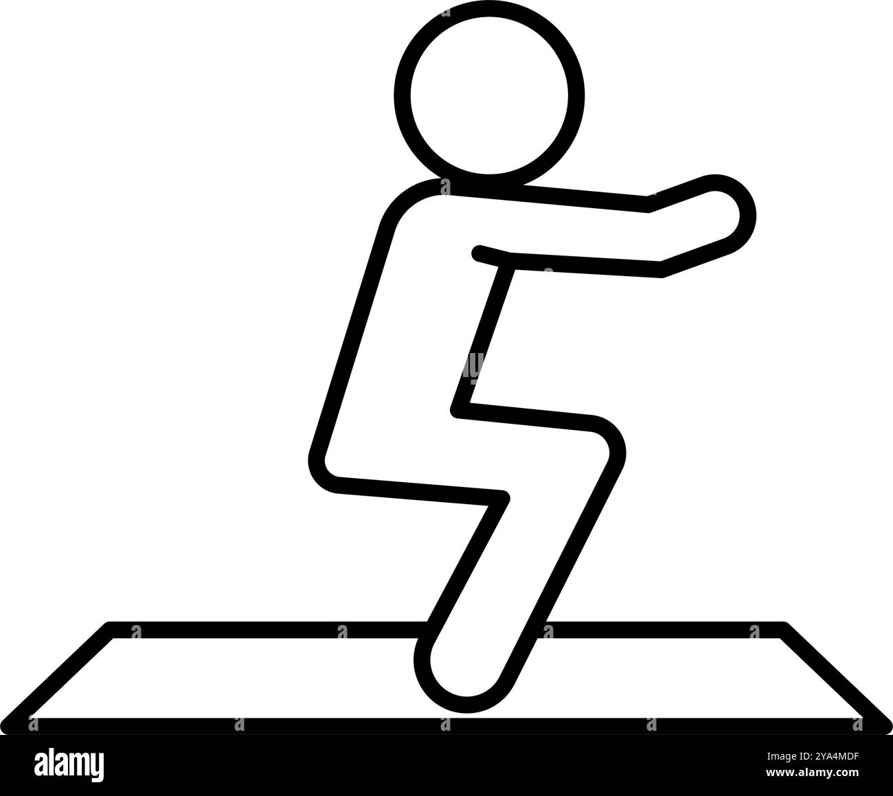 Icône de la personne qui s'accroupit sur le tapis. Vecteur modifiable. Illustration de Vecteur